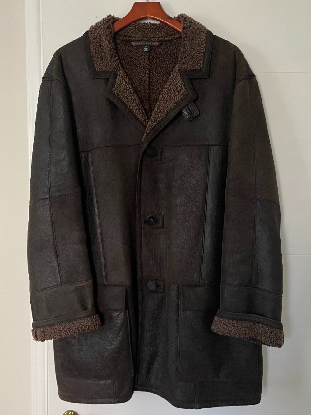 Robert Talbott Genuine Shearling Sheepskin Leather Coat XL New Zealand Artisan